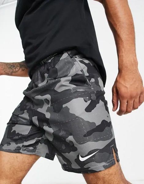Черные шорты со сплошным камуфляжным принтом Nike Training Camo-Черный цвет
