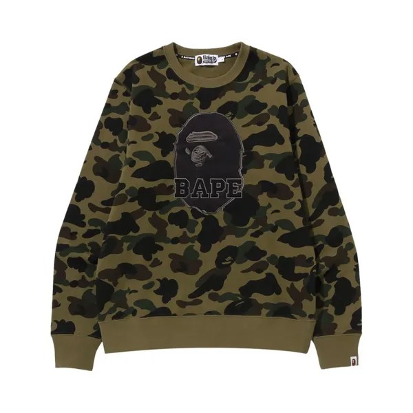 Толстовка BAPE 1st Camo Pattern Ape Head Crewneck, зеленый