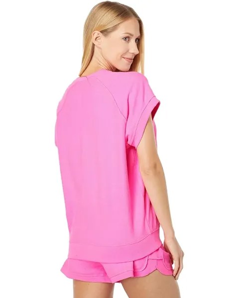 Толстовка P.J. Salvage Take Me To Tulum Terry Short Sleeve Sweatshirt, цвет Neon Pink