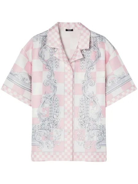 Versace рубашка Barocco в клетку, розовый