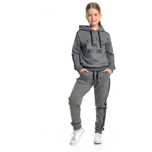 Спортивный костюм для девочки Mini Maxi, модель 7264, цвет черно-серый/серый, размер 140