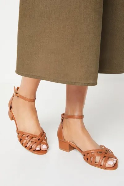 Хорошо для подошвы: широкие босоножки Eli на решетчатом каблуке Dorothy Perkins, коричневый