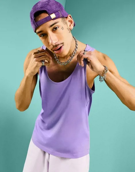Фиолетовая майка из органического хлопка ASOS DESIGN-Фиолетовый цвет