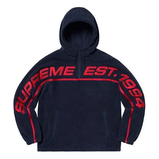 Толстовка Supreme FW19 Week 15 Polartec Half Zip Hooded Sweatshirt, синий