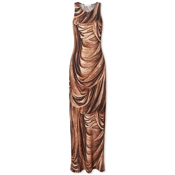 Платье макси Paco Rabanne Drape, коричневый