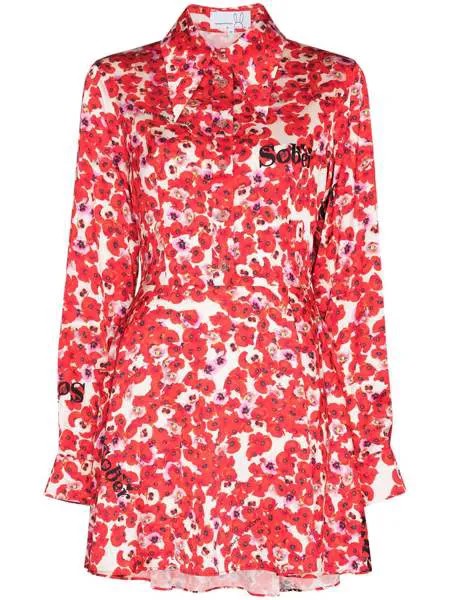 Natasha Zinko платье-рубашка длины мини с цветочным принтом