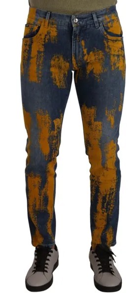 Джинсы DOLCE - GABBANA, синие, желтые, хлопковые скинни, мужские джинсы IT46/ W32 /S $1300