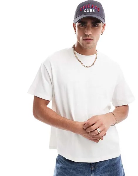 Бежевая спортивная футболка оверсайз Jack & Jones