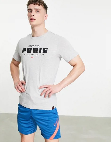 Серая футболка Nike Football Paris Saint-Germain Voice-Серый