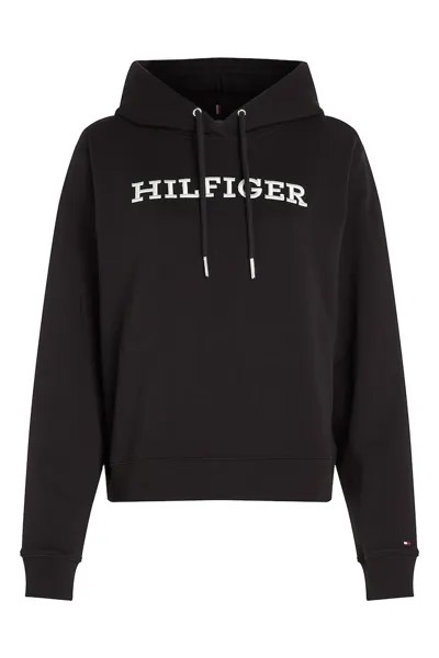 Худи из органического хлопка с логотипом Tommy Hilfiger, черный