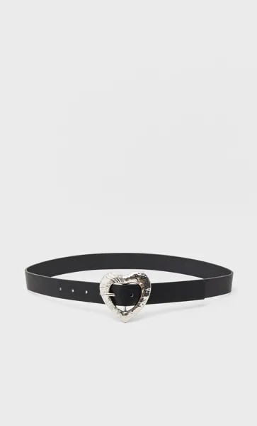 Stradivarius Ремень С Пряжкой В Форме Сердца Черный 80