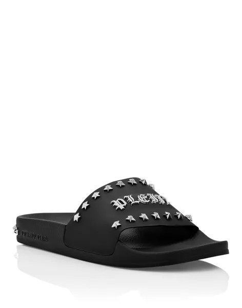 Резиновые сандалии на плоской подошве Gothic Plein Philipp Plein, черный