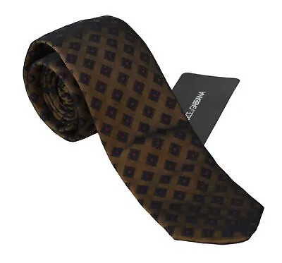 DOLCE - GABBANA Галстук золотисто-синий узор Классический тонкий аксессуар для галстука Рекомендуемая розничная цена 200 долларов США