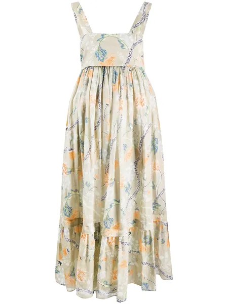 Chloé ярусное платье миди с цветочным принтом