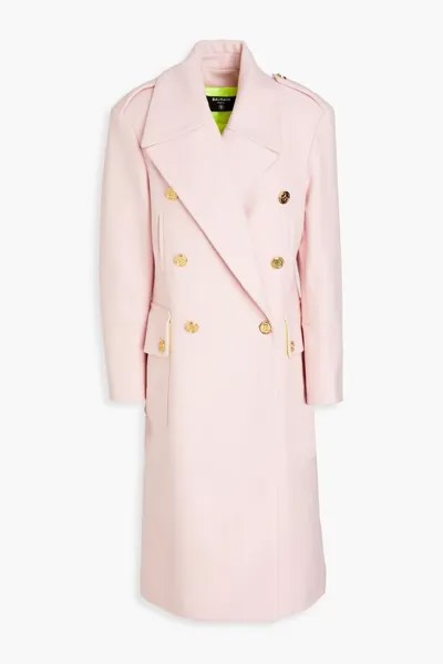 Двубортное пальто из смесового фетра Balmain, розовый