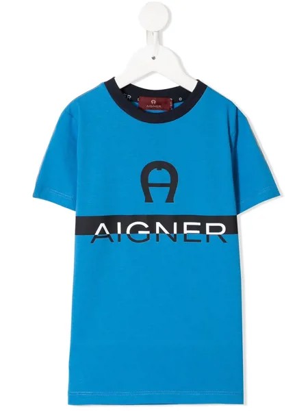 Aigner Kids футболка с круглым вырезом и логотипом