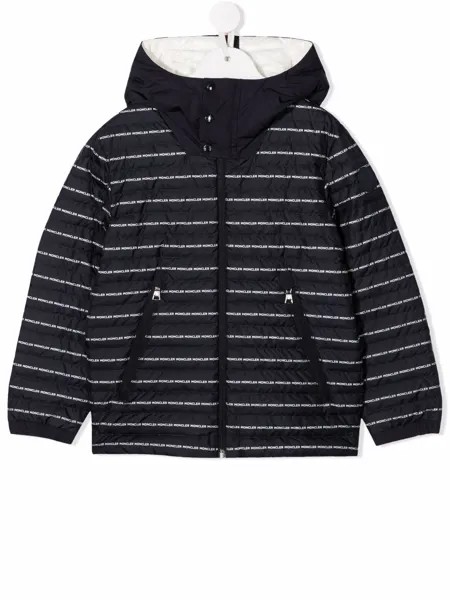 Moncler Enfant куртка с капюшоном и логотипом