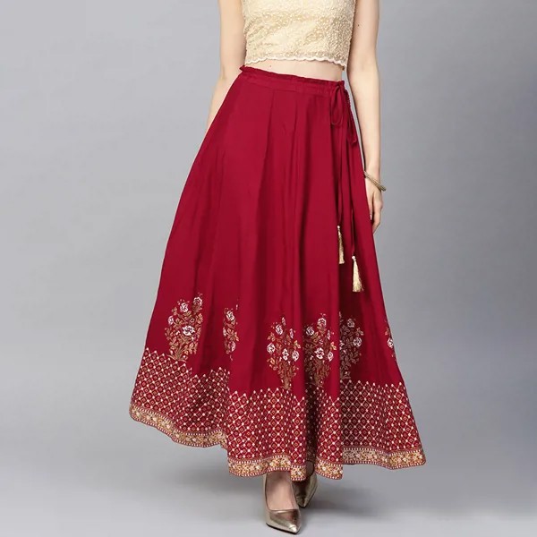 Новинка 2020, индийские сари, костюм в этническом стиле Kurtas, Женская Одежда для танцев, красная хлопковая юбка Leng Ha