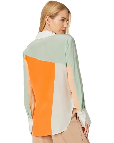Блуза EQUIPMENT Quinne Color-Block Blouse, цвет Nature/White/Combo