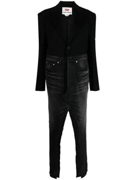 Junya Watanabe panelled V-neck coat, черный