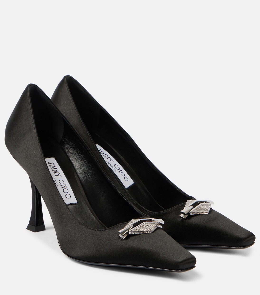 Атласные туфли Ryker 90 с декором Jimmy Choo, черный