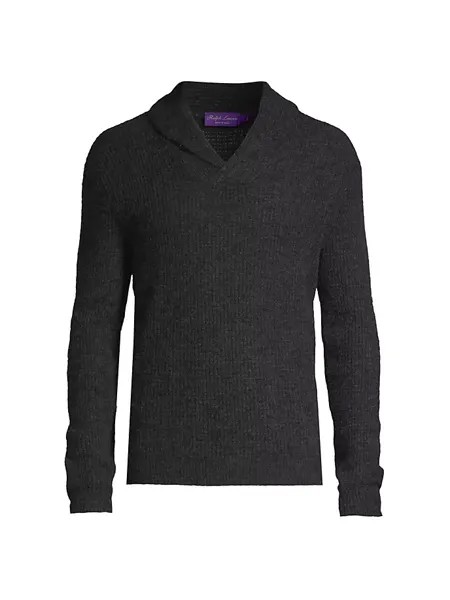 Свитер из кашемира и шелка с V-образным вырезом Ralph Lauren Purple Label, цвет charcoal melange