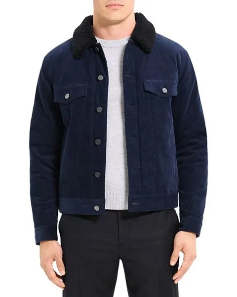 КУРТКА Neil Trucker из эластичного шнура Theory, цвет Blue