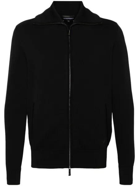 Emporio Armani кардиган с косым воротником, черный
