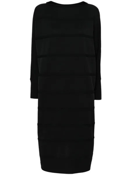 Pleats Please Issey Miyake платье миди Icy в рубчик, черный