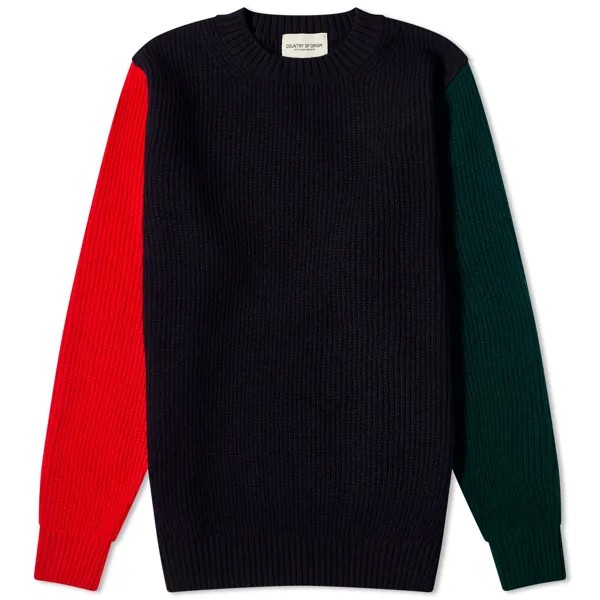 Джемпер Country Of Origin Tri Block, цвет Navy, Red & Green