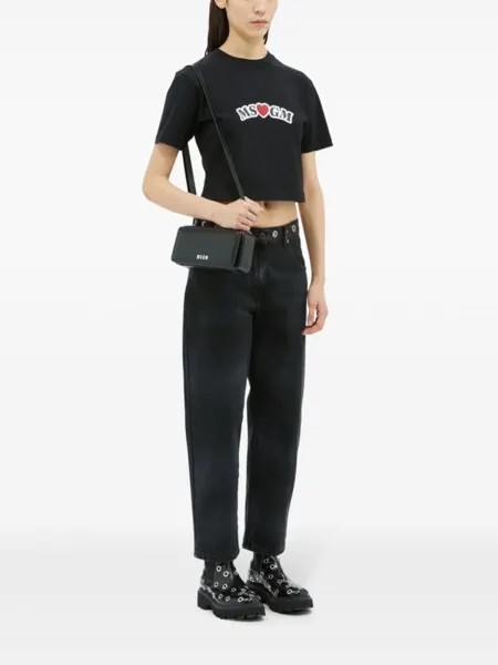 MSGM прямые джинсы с люверсами, черный