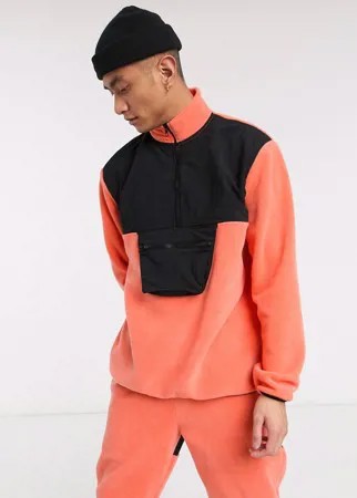 Свободная флисовая олимпийка кораллового цвета от комплекта ASOS DESIGN-Оранжевый
