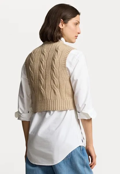 Вязаный свитер CROPPED CABLE WOOL-CASHMERE JUMPER Ralph Lauren, бежевый