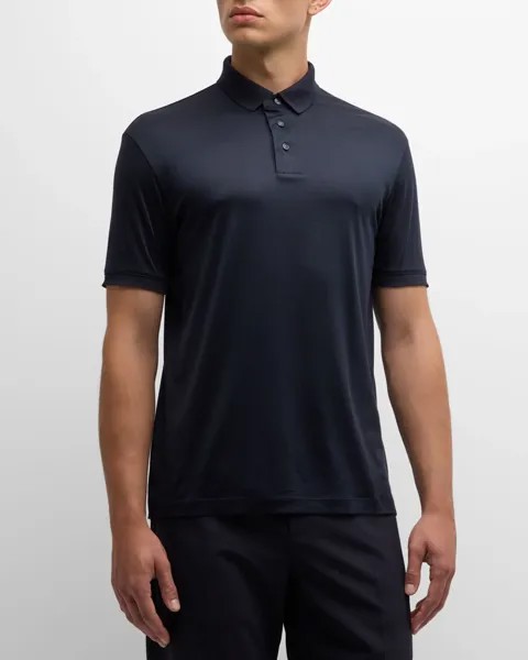 Мужская однотонная рубашка-поло Emporio Armani, цвет Solid Blue Navy