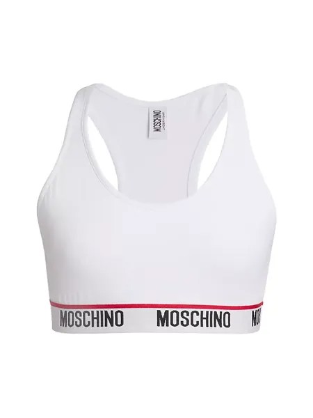 Спортивный бюстгальтер с логотипом Core Moschino, белый