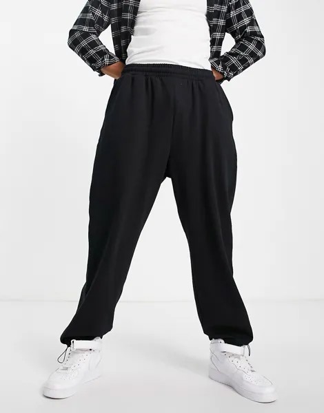 Черные oversized-джоггеры из органического материала с фиксаторами по краю ASOS DESIGN-Черный
