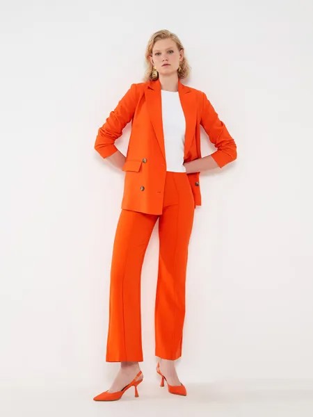 Прямые женские брюки стандартного кроя с широкими штанинами LCW Vision, яркий оранжевый