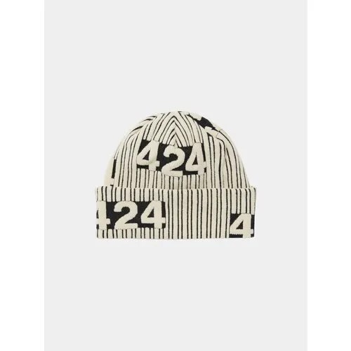 Шапка бини 424 STRIPED BEANIE, размер One size, черный, белый