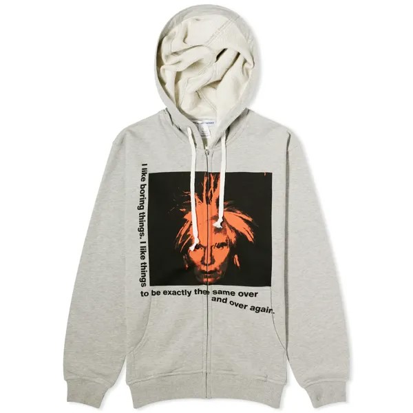 Худи Comme Des Garçons Shirt X Andy Warhol Zip Hoody, цвет Top Grey