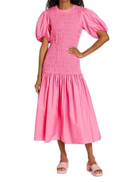 Присборенное миди-платье amaya с пышными рукавами Derek Lam 10 Crosby Pink