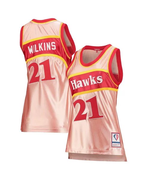 Женская розовая майка Swingman 1986 года Dominique Wilkins Atlanta Hawks 75th Anniversary Rose Gold 1986 Mitchell & Ness, розовый