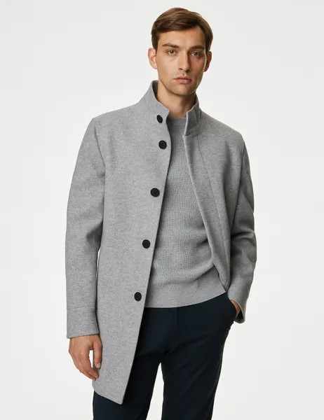 Пальто с воротником-воронкой Marks & Spencer, серый