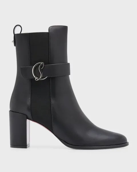 Ботильоны с красной подошвой из кожи с пряжкой Christian Louboutin