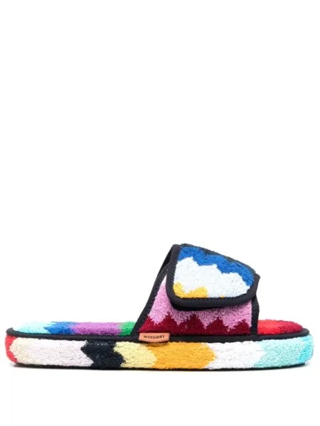 Missoni Home махровые шлепанцы на липучках, синий