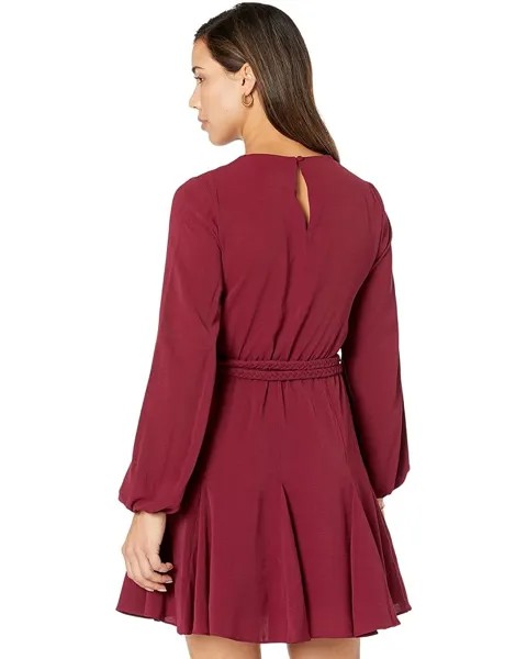 Платье Sage Long Sleeve Pleated Mini Dress, красный
