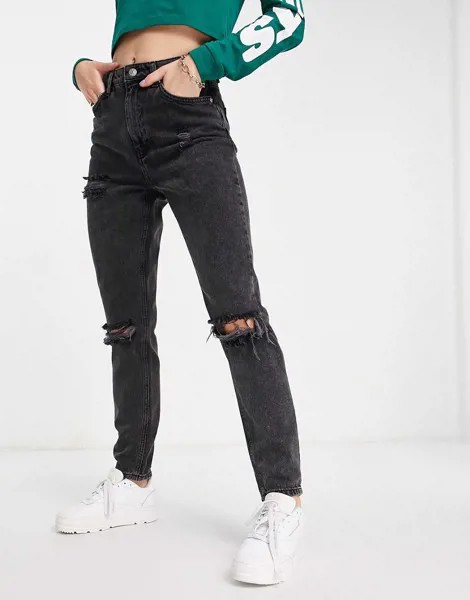 Серые рваные джинсы прямого кроя NA-KD-Серый