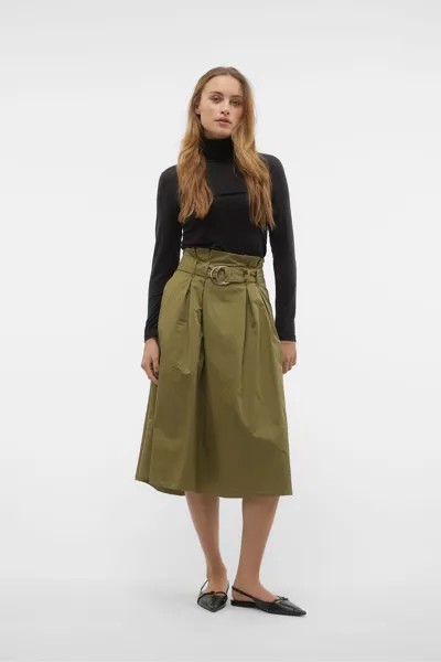 Юбка-Миди А-силуэта в стиле брюк-карго с поясом Vero Moda, зеленый