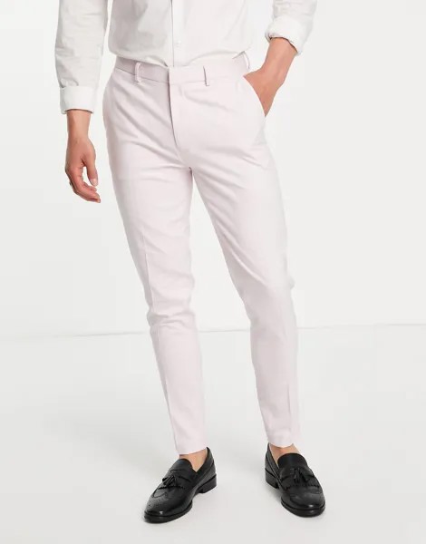 Элегантные брюки суперскинни в горошек пастельно-розового цвета ASOS DESIGN