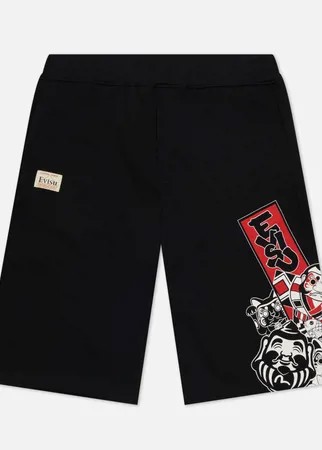 Мужские шорты Evisu Godhead x Bonsai Printed, цвет чёрный, размер XXL