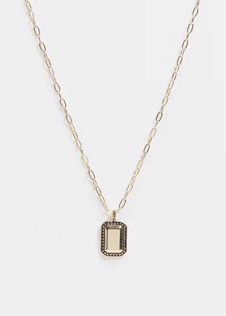 Золотистое ожерелье-цепочка с подвеской в виде жетона Topman-Золотистый